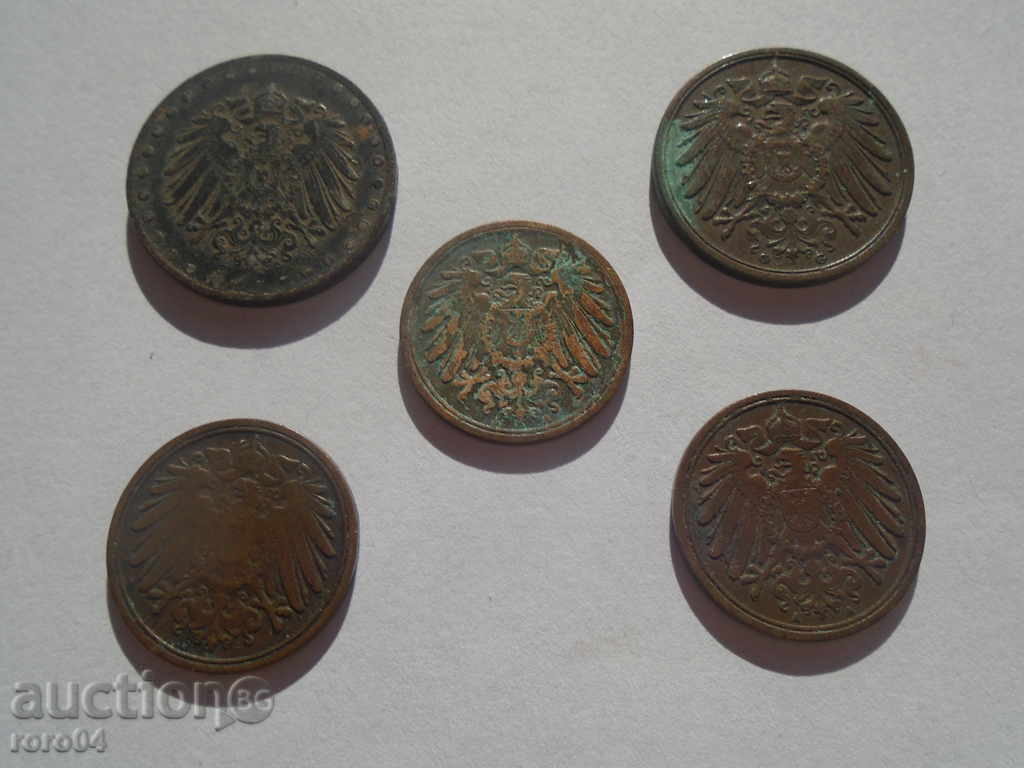 Delivery of GERMAN PFENENGES DEUTSCHES REICH 1906/07/11/13/17 Delivery of GERMAN PFENENGES DEUTSCHES REICH 1906/07/11/13/17