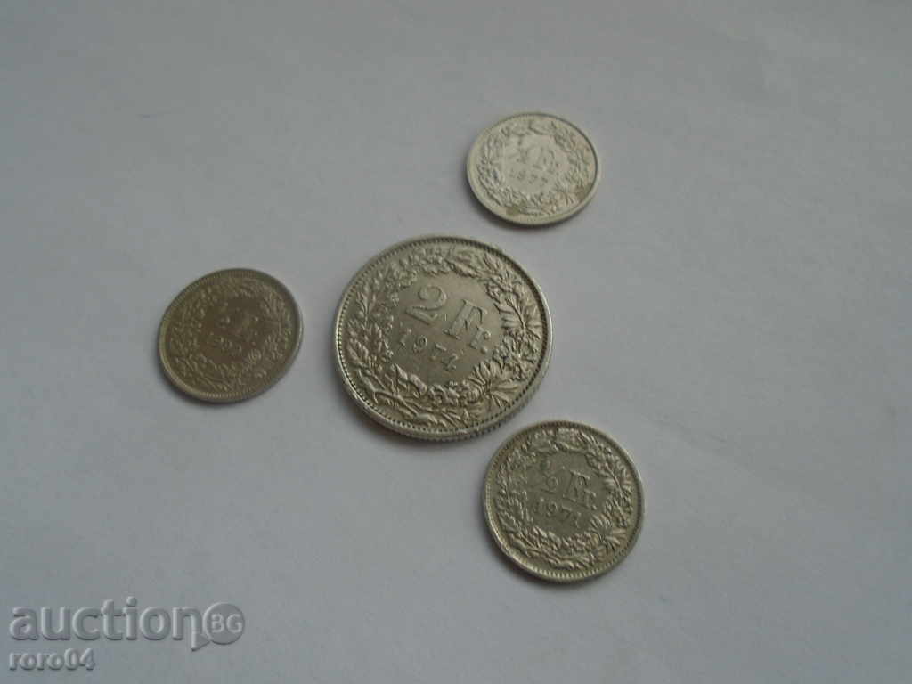 Delivery of 2 SWITZERLAND FRANK 1974 + 3 x 1/2 1971/77/90 Delivery of 2 SWITZERLAND FRANK 1974 + 3 x 1/2 1971/77/90