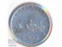 Италия 500 лири 1960 година, сребро