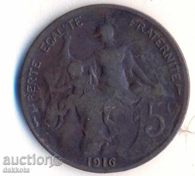 Franța 5 centime 1916