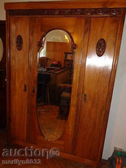 Old solid walnut wardrobe carved Venetian mirror with price 1755.00 BGN | € 897.32