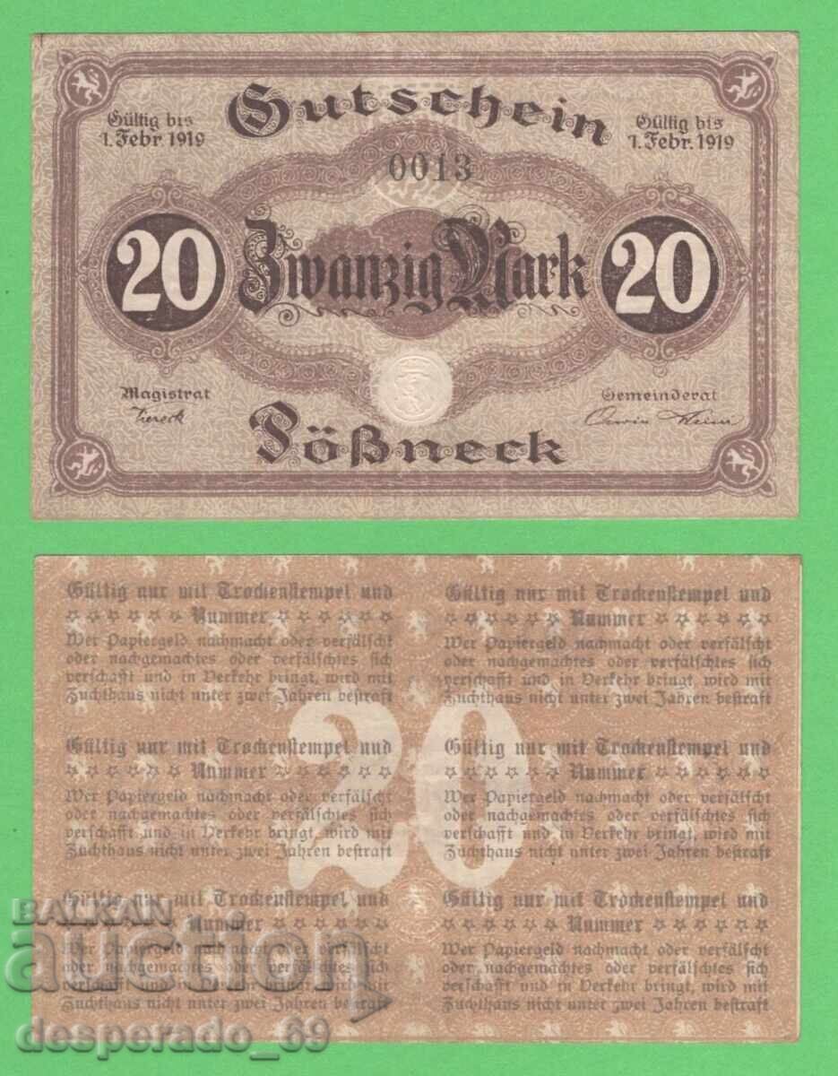 (¯`'•.¸ГЕРМАНИЯ (Possneck) 20 марки 1918¸.•'´¯)