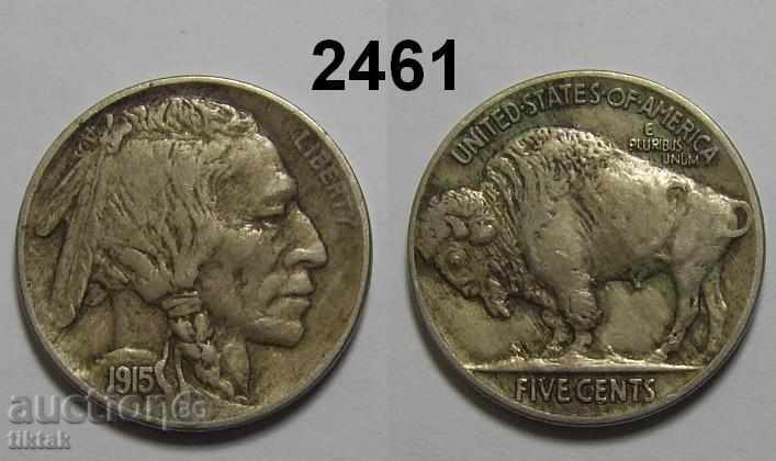 Statele Unite ale Americii 5 cenți 1915 Buffalo nichel moneda excelent
