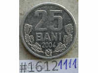 25 bani 2004 Moldova moneda de aluminiu