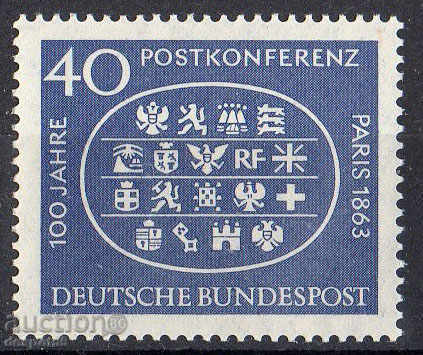 1963. ГФР. 100 г. Първа международна пощенска конференция.