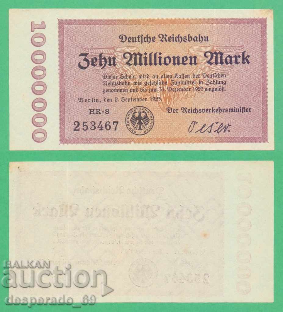 (GERMANY) (D.Reichsbahn) 10 million marks 1923