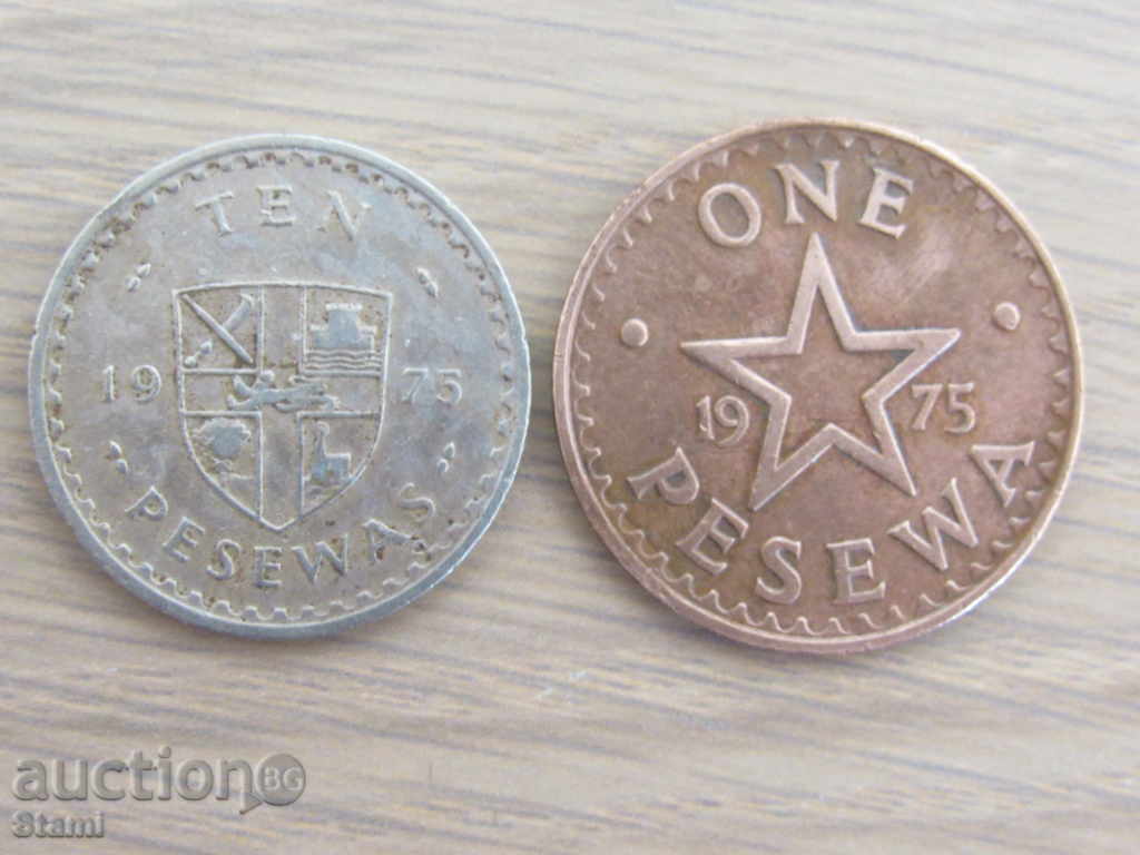 Гана, 1975 г. - 1 и 10 песева - 114 L с цена 5.20 лв. | € 2.66 Гана, 1975 г. - 1 и 10 песева - 114 L с цена 5.20 лв. | € 2.66