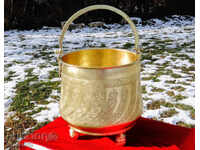 Cazan de bronz, cană, vas pentru lemne 4.5 kg., 25 litri, unicat