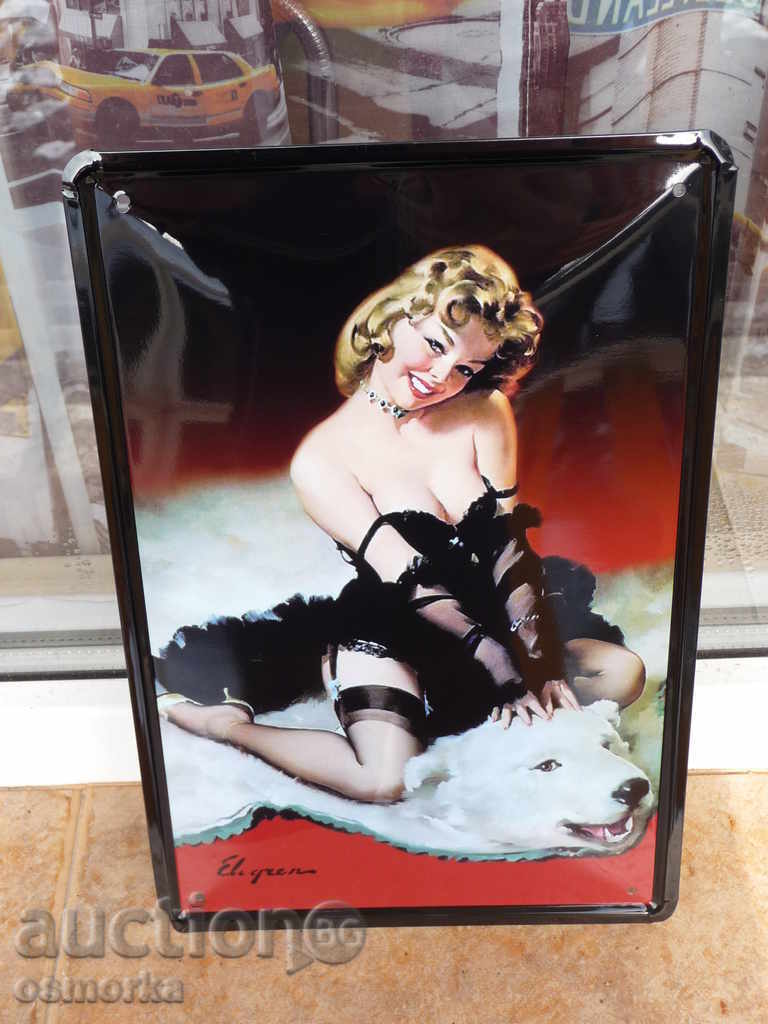placă de metal Marilyn Monroe blană film urs polar Erotica