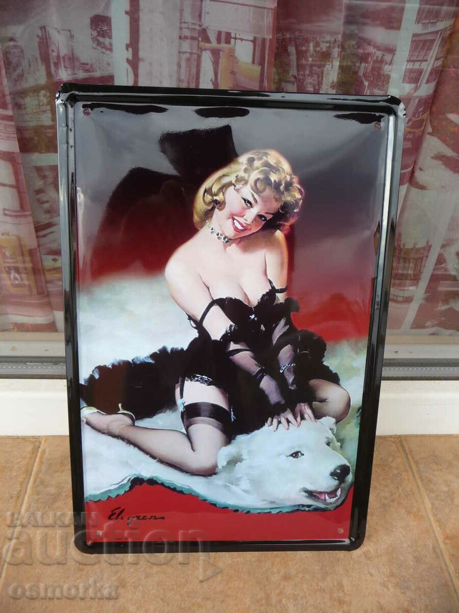 placă de metal Marilyn Monroe blană film urs polar Erotica