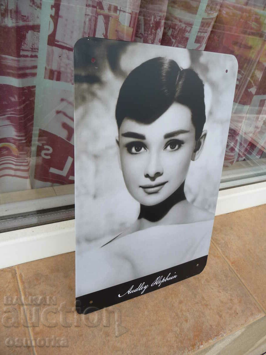 Metal plaque movie Audrey Hepburn movie icon beautiful class with price 18.00 BGN | € 9.20 Metal plaque movie Audrey Hepburn movie icon beautiful class with price 18.00 BGN | € 9.20