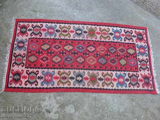 Old hand-woven chipboard carpet, rug, trail, shades