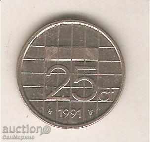 + Netherlands 25 cents 1991