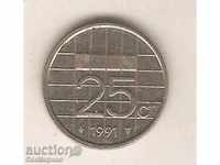 +Холандия  25 цента    1991 г.