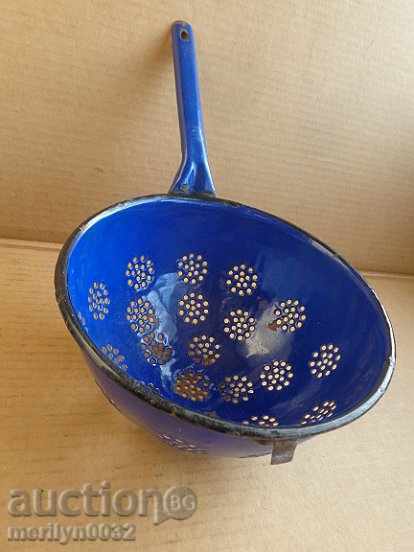 Μεταλλικό σουρωτήρι με σμάλτο της Σοσιαλιστικής καθεστώτος, εμαγιέ κατσαρόλα, σουρωτήρι 1949 - 7 Μεταλλικό σουρωτήρι με σμάλτο της Σοσιαλιστικής καθεστώτος, εμαγιέ κατσαρόλα, σουρωτήρι 1949 - 7