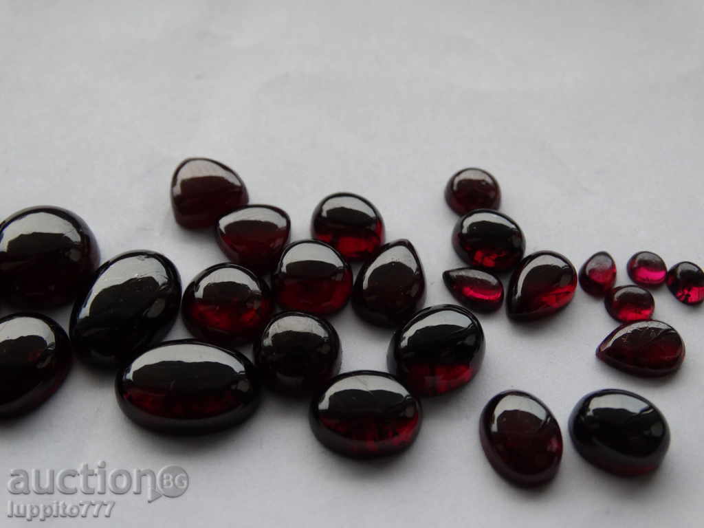 гранат - естествен - кабошон 3 броя -сет - 6