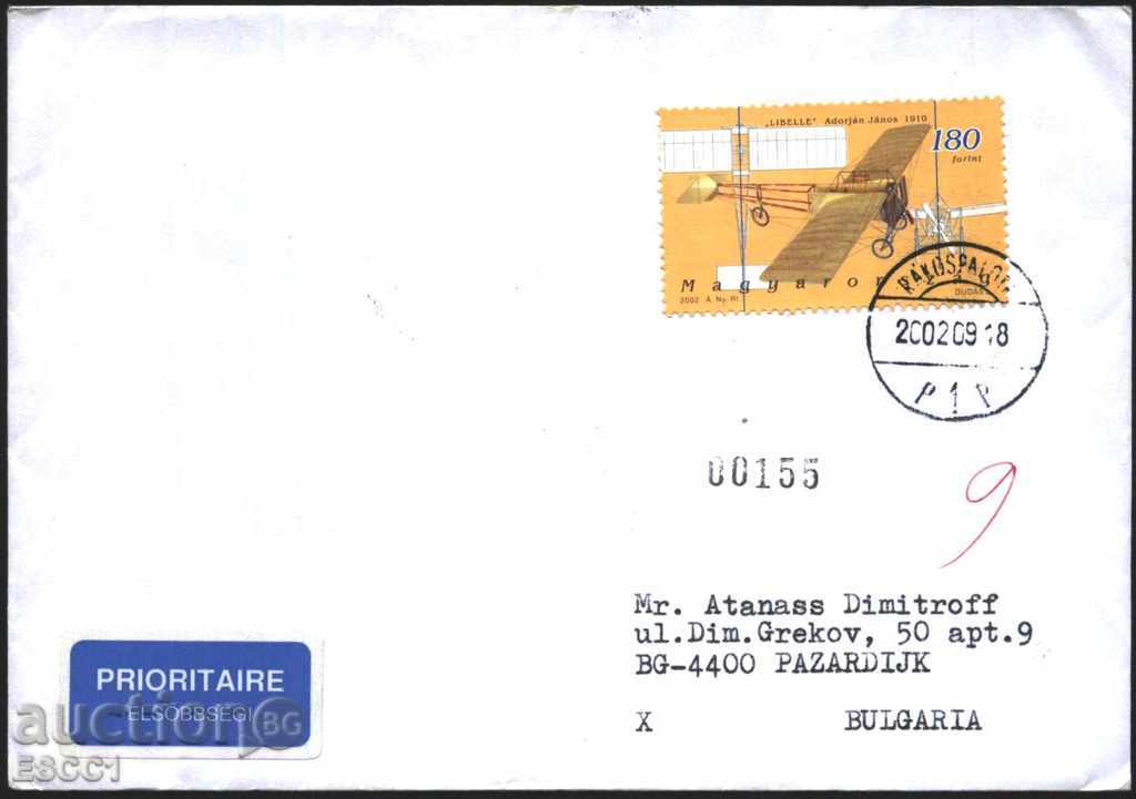 Traveled envelope bearing Aviation Aircraft 2002 from Hungary