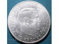 Denmark 10 Crowns 1972 Rare UNC Silver