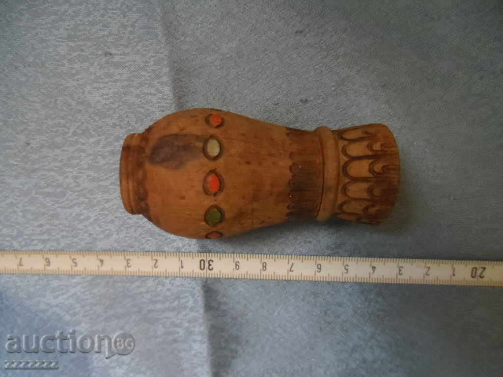 Auction Old Wooden Pyrographed Salt Cellar Auction Old Wooden Pyrographed Salt Cellar