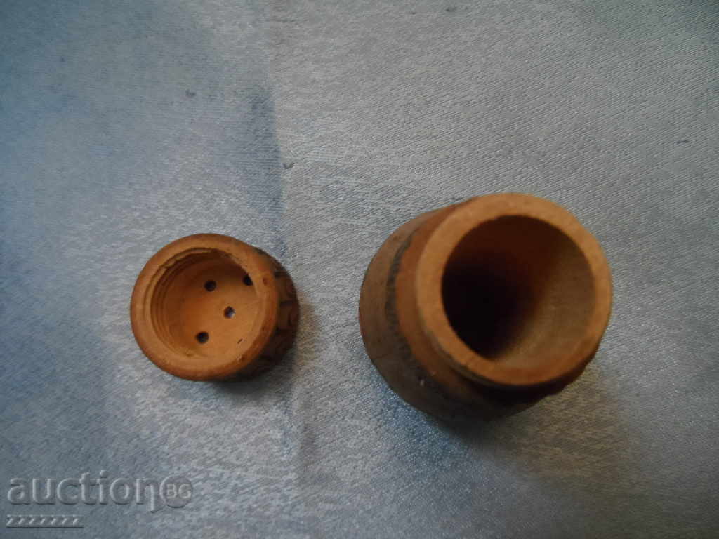 Old Wooden Pyrographed Salt Cellar - 7 Old Wooden Pyrographed Salt Cellar - 7
