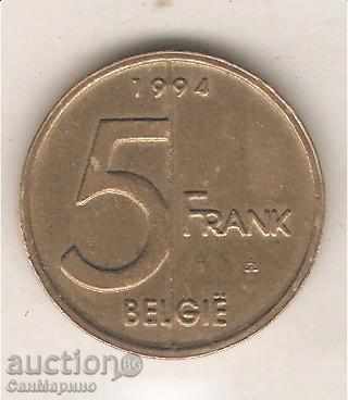 + Belgia 5 franci 1994 legenda olandeză