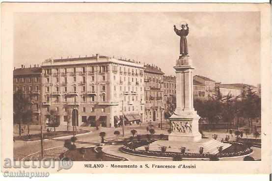 Картичка  Италия Милано Паметник на Св.Франческо дАсизи*