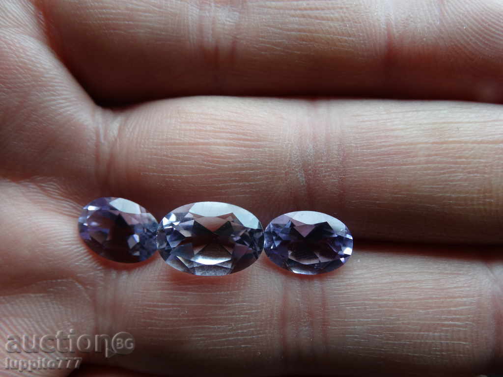 Auction amethyst - natural - facet 3 pieces - set Auction amethyst - natural - facet 3 pieces - set