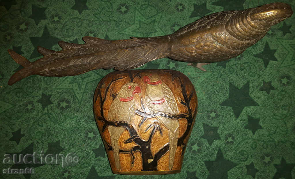 Bronze Bird and Brass Vase! Gorgeous natural patina! - 5 Bronze Bird and Brass Vase! Gorgeous natural patina! - 5