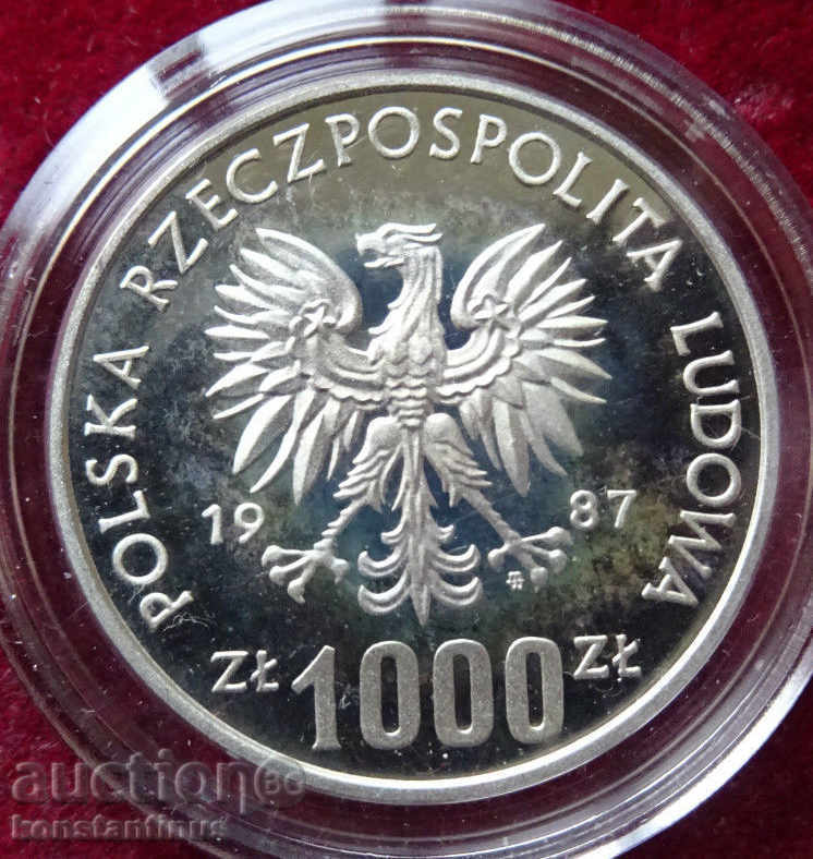 Polonia 1000 PLN TEST 1987 PROBĂ Argint foarte rar cu preț € 56.24 | 110.00 BGN