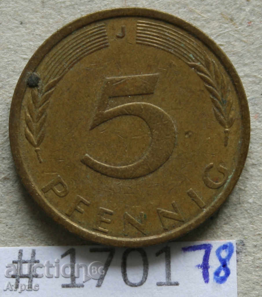 5 pfennig 1972 J - FGR