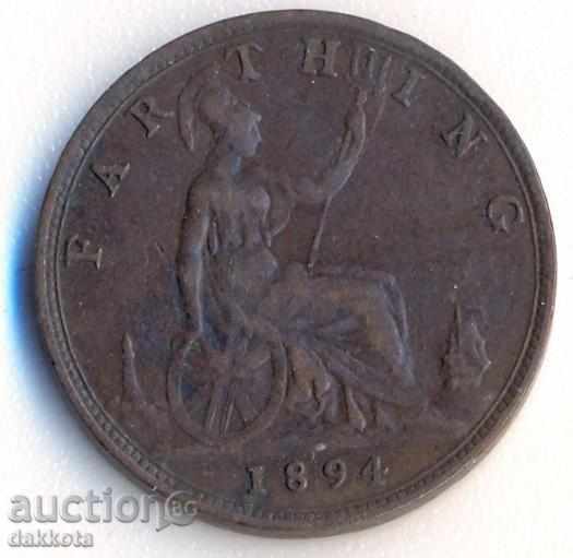 Великобритания фартинг 1894 година Виктория