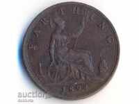 Великобритания фартинг 1894 година Виктория