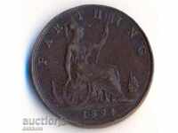 Великобритания фартинг 1894 година Виктория