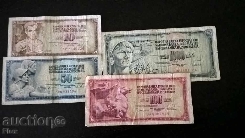 Lot of banknotes - Yugoslavia - 10,50,100 and 1000 dinars