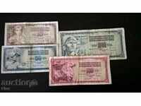Lot of banknotes - Yugoslavia - 10,50,100 and 1000 dinars