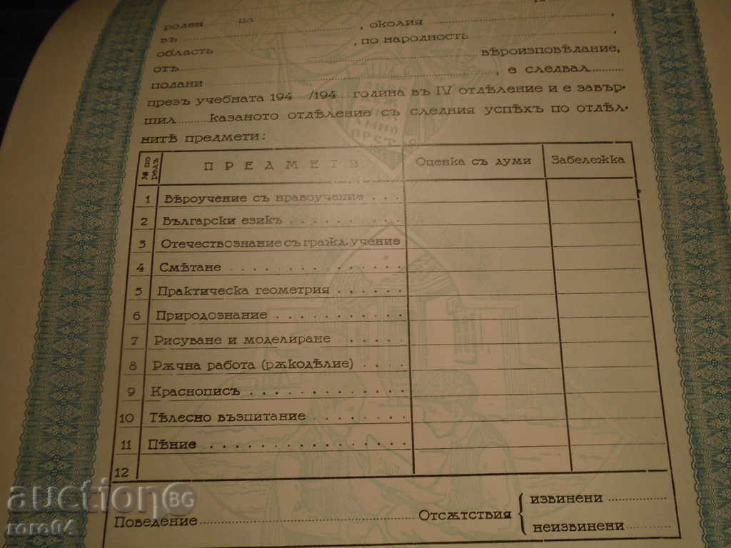 Delivery of LICENSE FOR NATIONAL MAIN SCHOOL / KINGDOM OF BULGARIA