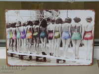 Μεταλλική πλάκα ερωτική ρετρό πυθμένα κορίτσια πισίνα κολύμβησης