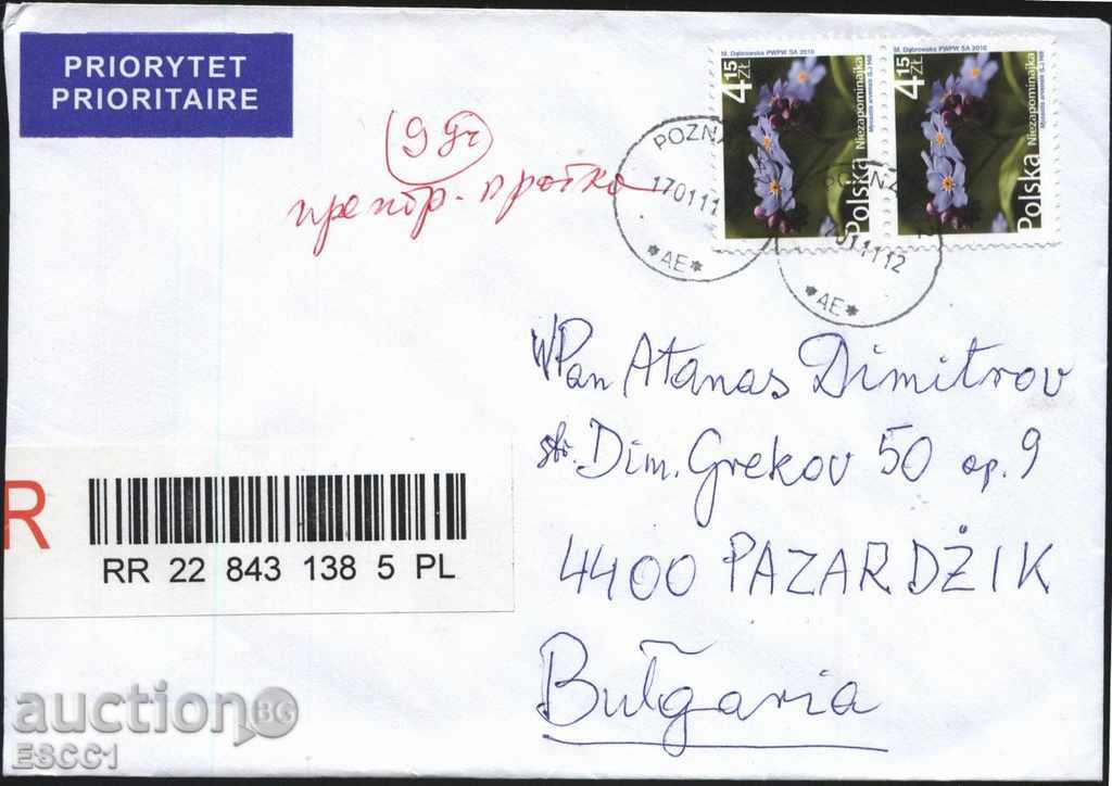 Traveled envelope Flora Nezvetravka 2010 from Poland