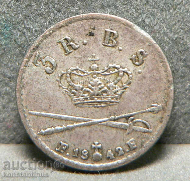 Denmark 3 Riggs Skilling 1842 Rare Silver