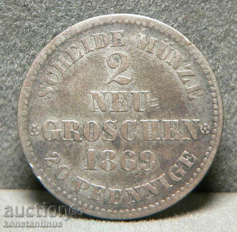 Saxonia Germania 20 pfennig 1869 Rare cu preț € 17.90 | 35.01 BGN