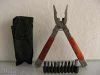 Foldable pliers set "20 in 1" with removable "stone".