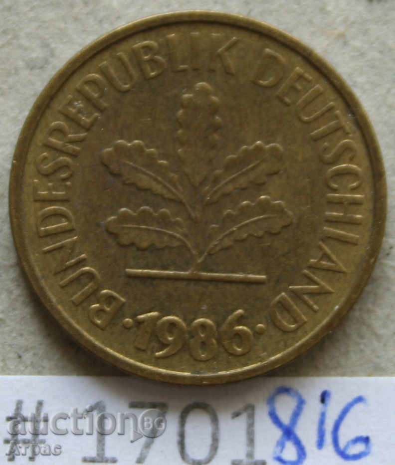 5 pfennigs 1986 G -GFR με τιμή € 0.26 | 0.51 BGN