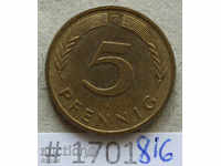 5 pfennigs 1986 G -GFR