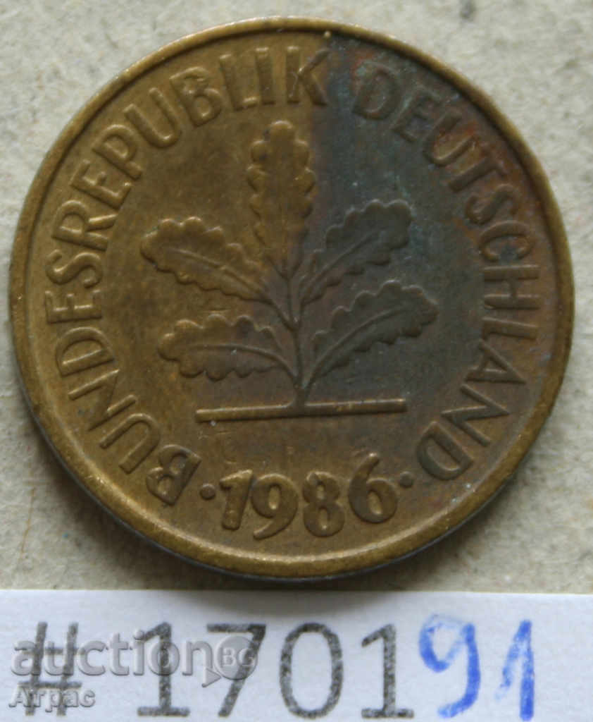 5 pfenigi 1986 F -GFR cu preț € 0.26 | 0.51 BGN