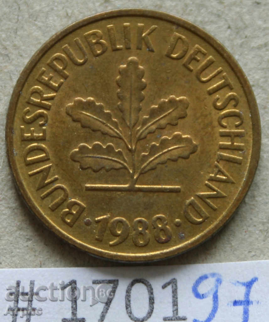 5 pfenigi 1988 G -GFR cu preț € 0.26 | 0.51 BGN