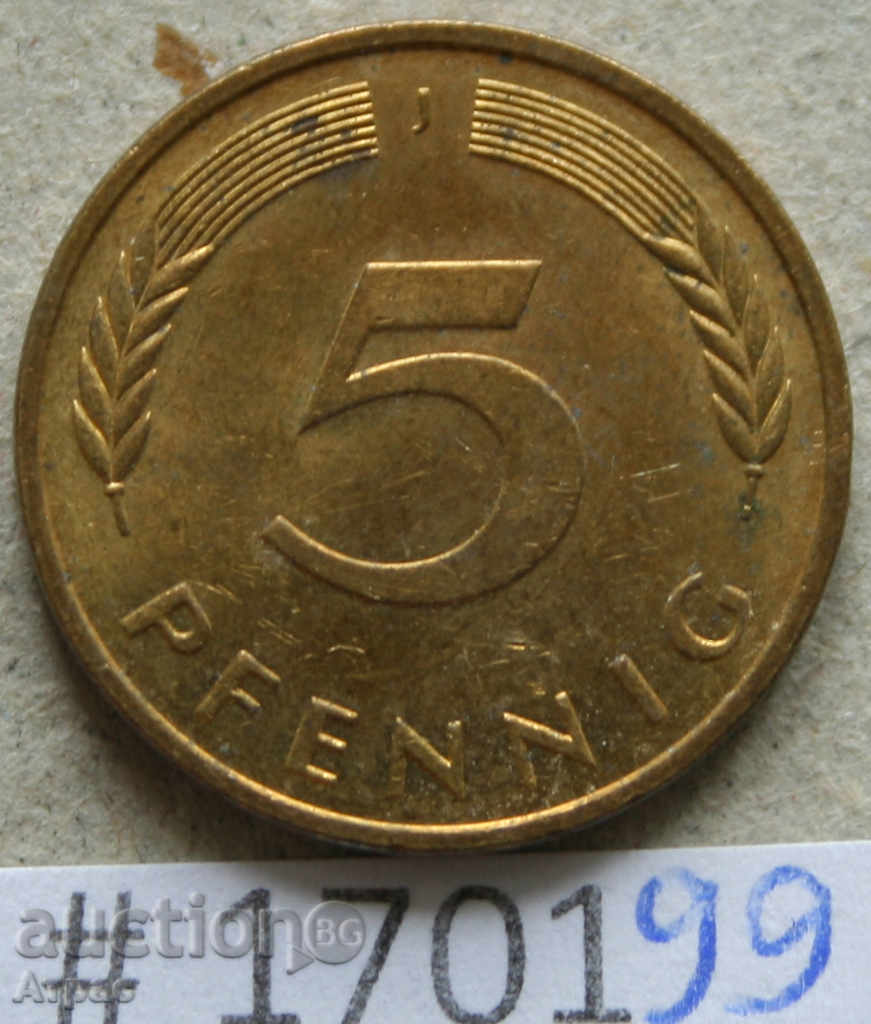 5 pfennigs 1989 J -GFR