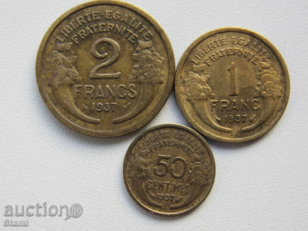 Set 1, 2 francs and 50 centimeters - 1937, France, 202 D with price 6.90 BGN | € 3.53