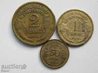 Сет 1, 2 франка и 50 сантима- 1938г., Франция, 203 D