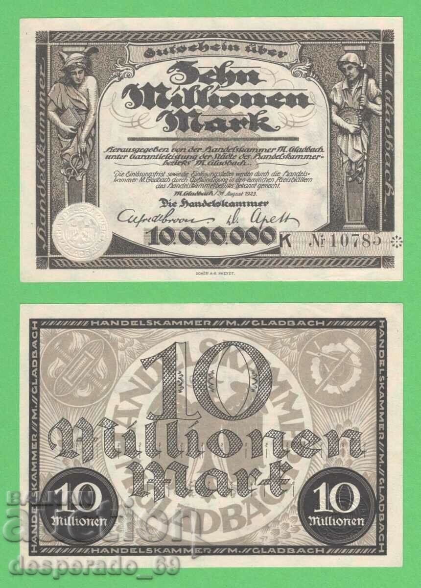 ¯ "• .¸ ΓΕΡΜΑΝΙΑ (Mönchengladbach) 10 εκατομμύρια σημάδια 1923 UNC
