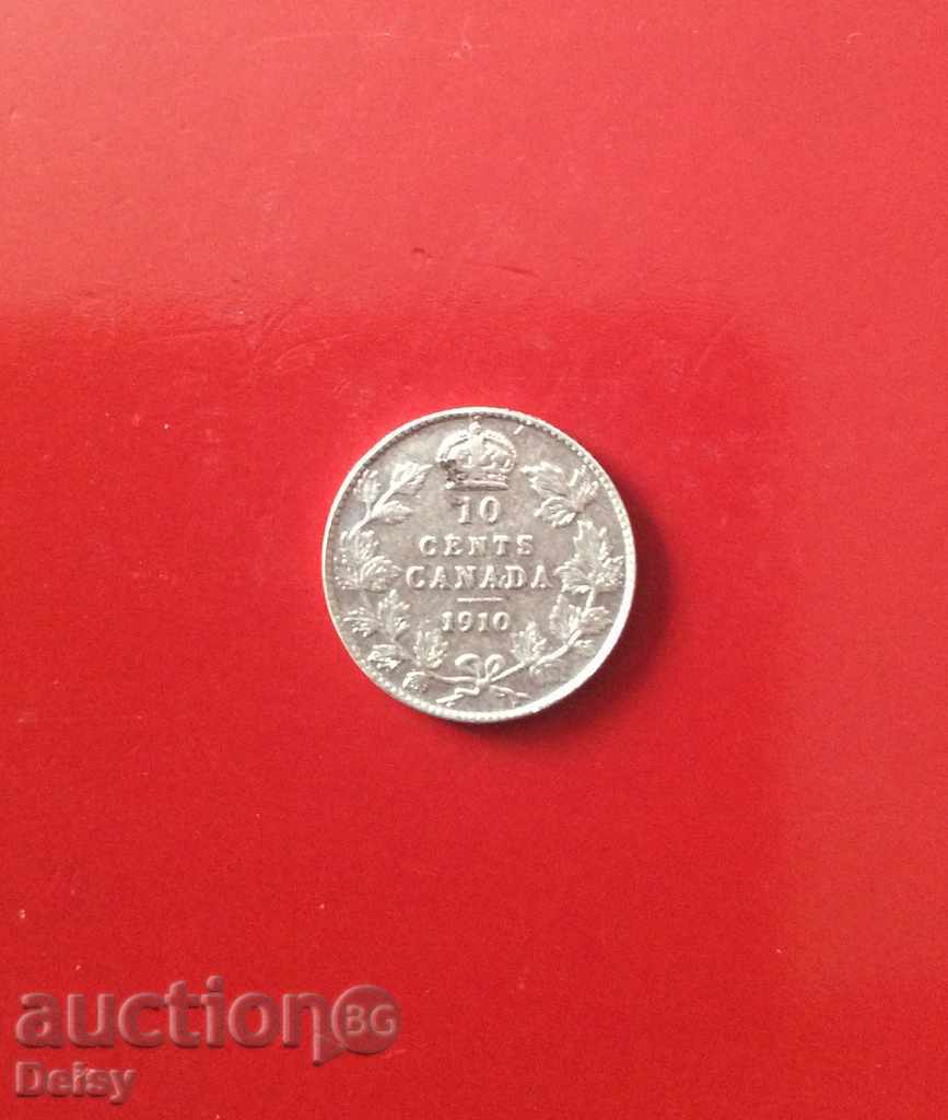Канада 10 цента 1910г.